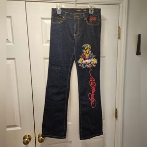 ED HARDY WOMEN DARK BLUE Jeans size 11/12